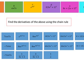 C3. Functions Wipeout game. Chain rule/integration composite  functions matching No cutting required