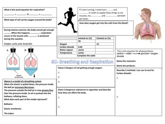 Exploring Science 8C- Breathing and Respiration Revision poster