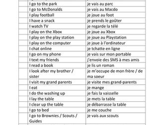 KS 3 Après le collège - cover worksheets - can be used by non-specialists