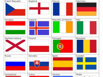 UEFA EURO 2016 France - Different Flag Activities: Symmetry, Sorting and Comparisons