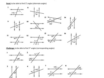 Angles on parallel lines differentiated lesson