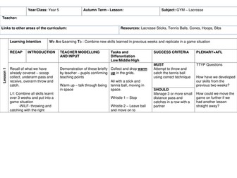 PE- Lacrosse lesson plan