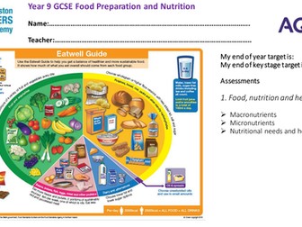 AQA GCSE  Food , Nutrition and Health Theory booklet