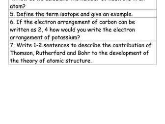 OCR Gateway Chemistry C4 C5 C6 Revision Questions