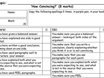 AQA History (8145) New Spec: GCSE Marking Grids for AQA GCSE exam questions: Norman England c1066