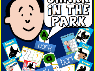 SHARK IN THE PARK STORY TEACHING RESOURCES LITERACY READING EYFS KS 1-2