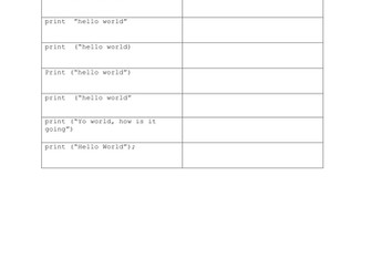 Python Syntax Errors Starter