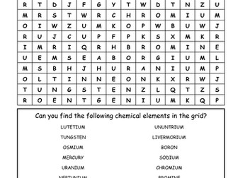 CHEMICAL ELEMENTS WORD-SEARCH