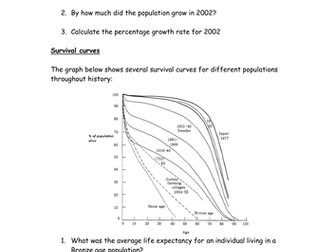 Population growth, survival curves and population pyramids