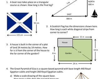 Scale drawings - lengths, angles and journeys