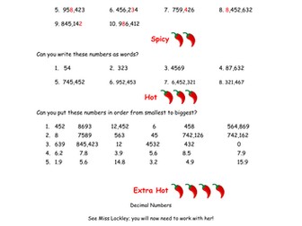 Reading and Order Numbers