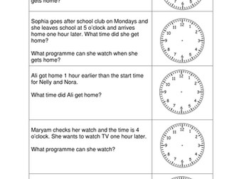 Year 1 - Maths Time Problems (New Curriculum) 