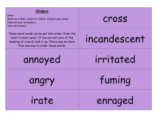 Ordering vocabulary game