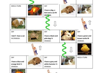 SNAKES AND LADDERS IN SPANISH- PETS-