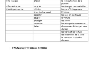 French GCSE -  l'environnement 