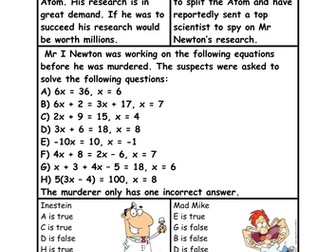 Algebra mini murder mytery