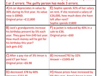 Reverse percentages mini murder mystery