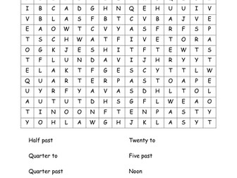 Telling the Time Word Search