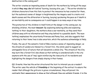 AQA English Language Paper 1 answer to Branson and Ellison Example Paper 'The Thing in the Forest'