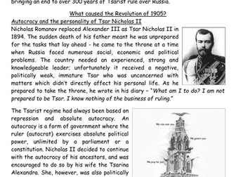 1905 Russian Revolution - A Level pack