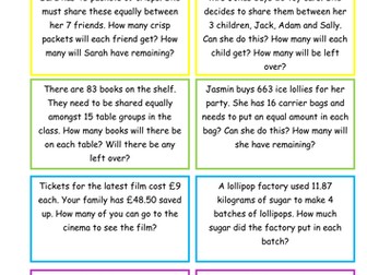 KS2 Maths division with remainders word problems