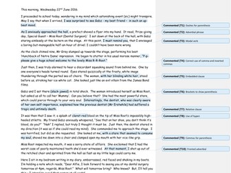 WAGOLL Diary Entry Demon Dentist with parenthesis task