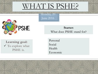 PSHE tutor activities