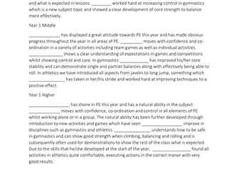 Key Stage 1 PE Reports