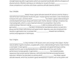 Key Stage 2 PE Reports