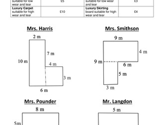 Area and perimeter of compound/composite shapes differentiated probems