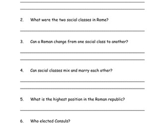 Ancient Roman Republic Worksheet