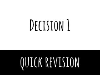 A level applied maths: Decision revison