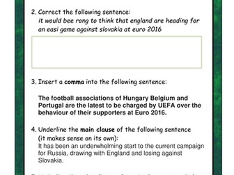 Euro 2016 SPaG Exercises