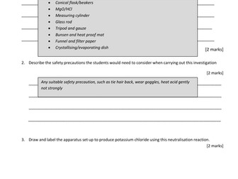 NEW AQA GCSE Science: Trilogy. Assessments for required practicals 8-13 (Chemistry)