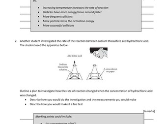 NEW AQA GCSE Science: Trilogy. Assessment and mark scheme for required practical 11