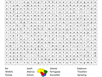 Brazil and Rainforest Wordsearch