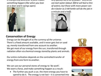 All About Energy: 7-page booklet of conceptual explanations and examples for A-level Mechanics 2