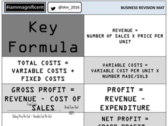 BTEC Level 1/2 Business - Unit 2 - Finance for Business - Revision Mat Series