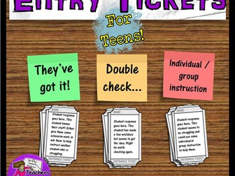 Entry Tickets for Teens: check prior knowledge