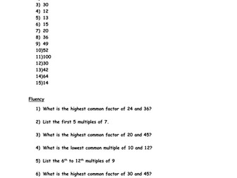 Year 6 Factors and Prime Numbers