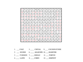Tu as un animal?   Pets  Puzzle and Colouring