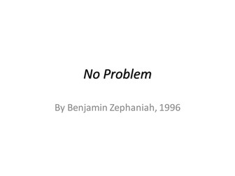 Conflict Poetry - 'No Problem' By Benjamin Zephaniah