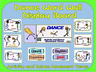 Dance Word Wall Display: Activity, Graphics & Key Dance Movement Terms