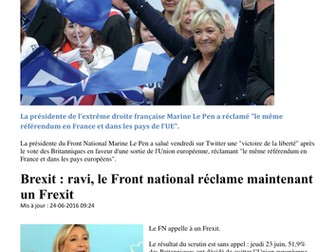 Brexit: Marine Le Pen appelle à organiser un référendum en France
