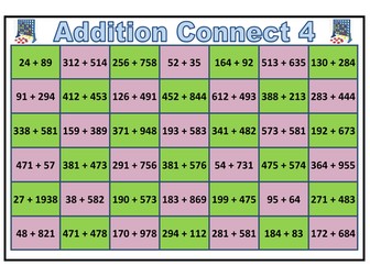 Addition and Subtraction Connect 4 Activities