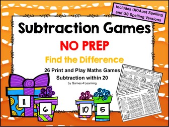 Subtraction Games NO PREP Math Games