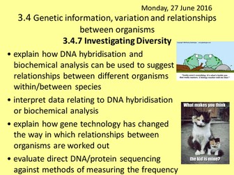 NEW AQA AS Biology - Unit 4 - Genetic Information - 3.4.7 Investigating Diversity