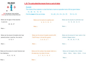 Mean average worksheet