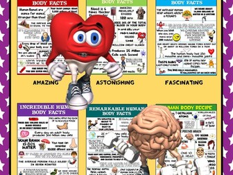 Health and Science Poster Bundle: Human Body Facts- 6 Contemporary Posters