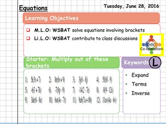 Equations with brackets 